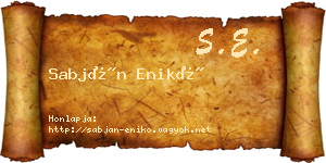 Sabján Enikő névjegykártya